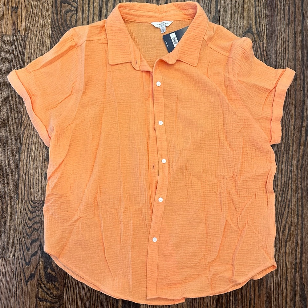 Lucky Brand short sleeve button up shirt L NWT